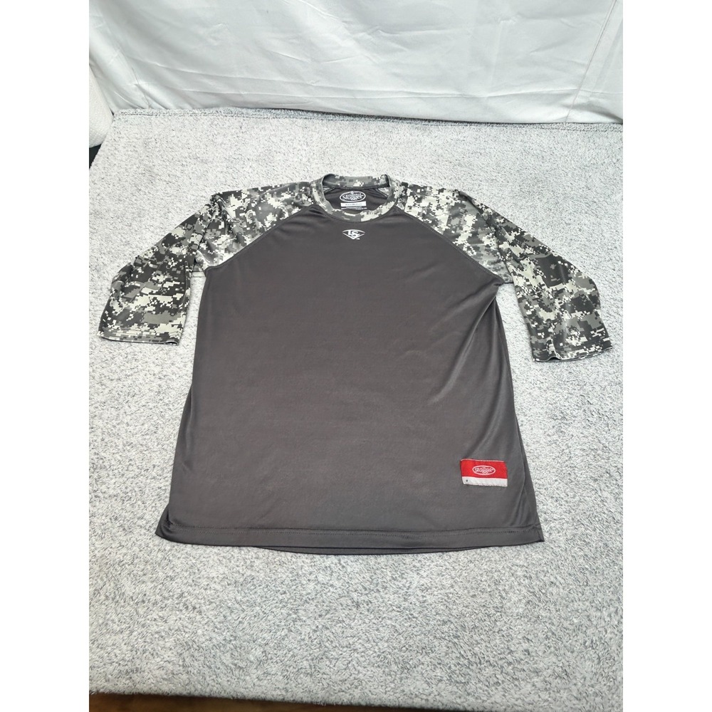 Louisville Slugger Performance‎ Shirt Camo Raglan Sleeve Gray Body Medium